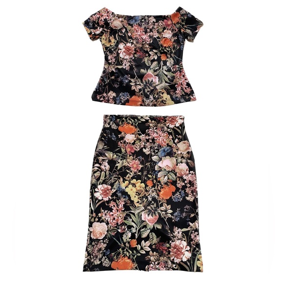 NWT New York & Company Stretch 2 Piece, size S, Floral Top Skirt - Picture 4 of 10